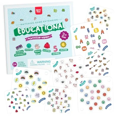 Immagine di Nene Toys 24 Motivi Extra a Tema Estensione Gioco di Memoria Coccinelle con Carte Illustrate Aggiuntive Numeri, Lettere, Animali per Diversi Livelli Difficoltà