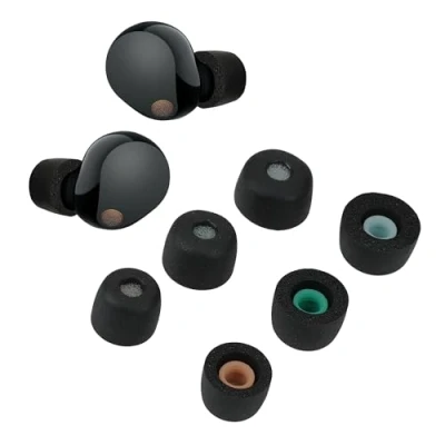 Immagine di kwmobile Gommini Auricolari Memory Foam Set da 6 Compatibile con Sony WF 1000XM5 Cuffie In Ear Schiuma 3 Size nero