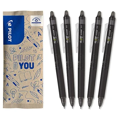 Immagine di PILOT Set di 5 FriXion Point Clicker 05 Penna Cancellabile con Inchiostro Termosensibile roller a scatto e Ricaricabile Nero Punta Fine precisa