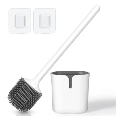 Immagine di Blendura Scopino Bagno WC, Scopettino WC Silicone Spazzolone Montaggio a Parete/in Piedi, con Staffa ad Asciugatura Rapida Anti goccia