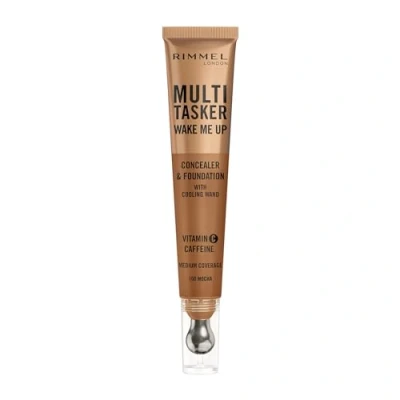 Immagine di Rimmel Multi Tasker Wake Me Up, 100 Mocha, Correttore &amp; Fondotinta, Illumina, Corregge, Copertura modulabile, Finish Radioso, Formula Vegana, 20ml