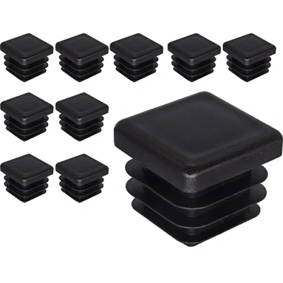 Immagine di SKIR&#039;CO tappi quadrati in plastica, 20 x mm, per tubi opachi, inserti quadrati, pali recinzioni, colore nero RAL 9005, 10 pezzi