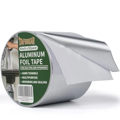 Immagine di TAPEBEAR Nastro Adesivo in Alluminio Alte Temperature 100mmx46m Riparazione di Tenuta Resistente a Fiamme e Impermeabile d&#039;alluminio per Condotte Tubazioni, Isolare, Sigillare