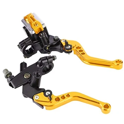 Immagine di Fydun Leve Freno Frizione Moto, 1 Paio 7/8&quot; Moto Universali Regolabili, Pompa del in Alluminio con Serbatoio per Manubrio da 22mm(Oro)