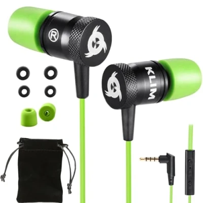 Immagine di KLIM Fusion Auricolari con Microfono + Audio di Alta qualità Cuffie Lunga Durata Memory Foam Garanzia 5 Anni Jack 3.5 mm per iOS Android PC Console Nuova Versione 2024 Verde