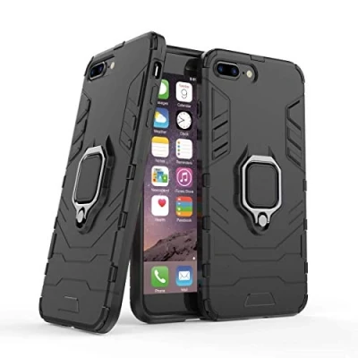 Immagine di LuluMain Compatibile con iPhone7 Plus, iPhone8 Plus Cover, Custodia Armor Anello Cavalletto (Funziona Il Supporto Magnetico per Auto) Case Paraurti Apple iPhone 7 8 (Nero)