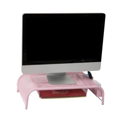 Immagine di Mind Reader Network Collection, supporto per monitor, capacità 15 kg, 3 scomparti, 1 vassoio carta e 2 scomparti laterali, organizer da scrivania, rete metallica, 50,8 cm di lunghezza x 29,2