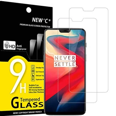 Immagine di NEW&#039;C 2 Pezzi, Vetro Temperato per OnePlus 6, Pellicola Prottetiva Anti Graffio, Impronte, Senza Bolle, Durezza 9H, 0,33mm Ultra Trasparente, Resistente