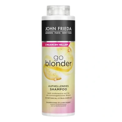 Immagine di John Frieda Go Blonder Shampoo Dimensione vantaggio: 500 ml Schiarente Tipo di capelli: biondi, biondi Dimensioni del gabinetto