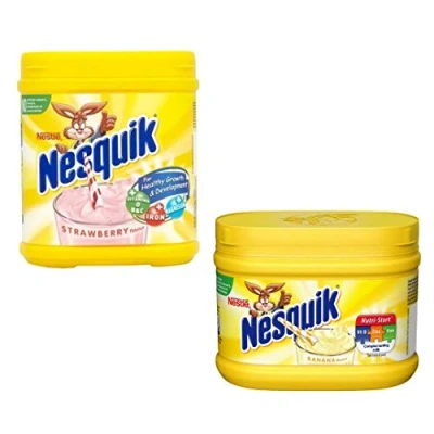 Immagine di Nesquik Banana and Strawberry Milkshake Bundle Enjoy This Delicious Combo Flavour 1 x 300g 500 g Total of 2 tubs