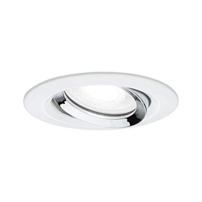 Immagine di Paulmann 93673 Lampada LED Nova Plus tonda orientabile 6W IP65 dimmerabile faretto da incasso bianco opaco cromo zinco alluminio 4000K GU10, 6 W, singolo