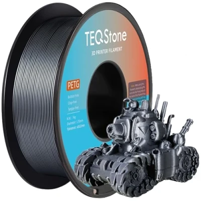 Immagine di TEQStone PETG filamento 1,75 mm, argento 1 kg, stabilità dimensionale +/ 0,02 bobina avvolta in modo pulito per stampante 3D, sottovuoto