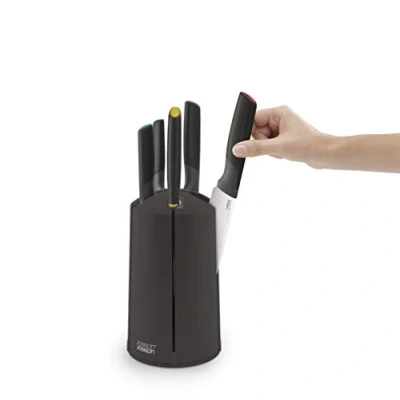 Immagine di Joseph Elevate Knives, set da 5 coltelli in acciaio inossidabile giapponese con ceppo rotante Colore: nero