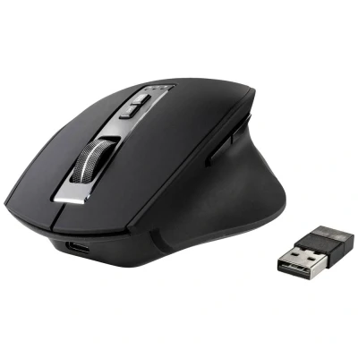 Immagine di Renkforce RF WM 300 Mouse Ergonomico Bluetooth®, Senza fili Ottico Nero/grigio 7 Tasti 2400 dpi