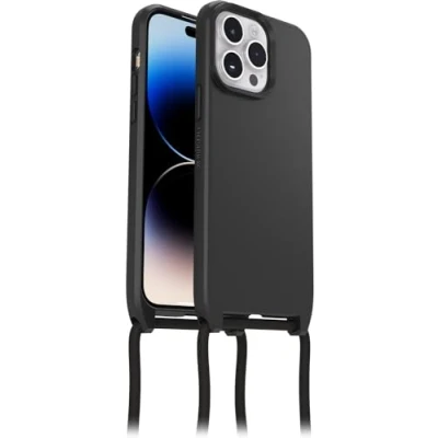 Immagine di Otterbox Cover React Necklace con MagSafe per iPhone 14 Pro Max, Custodia sottile, antishock cordone da collo, adattabile e intercambiabile, testata a norme MIL STD 810G, Nero