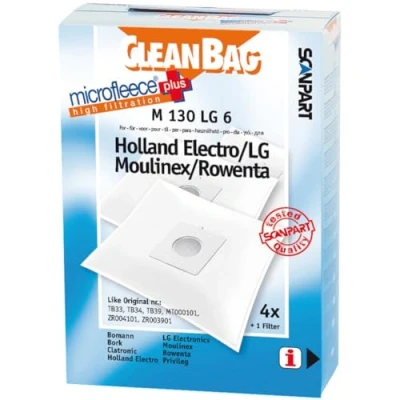Immagine di Cleanbag, M 130 LG 6 sacchetto per la polvere, Universale, accessorio aspirapolvere (Bianca, in pile, TB33, TB34, TB39, MT000101, ZR004101, ZR003902, Bomann, Bork, Clatronic, holland Electro, Electronics, Moulinex, Rowenta, privileg)