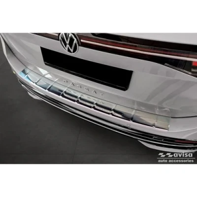 Immagine di Avisa Protezione paraurti Posteriore in Acciaio Inox Cromato Compatibile con Volkswagen Passat Variant (CJ5) 2023 &#039;Ribs&#039;