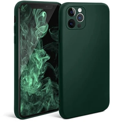Immagine di Moozy Minimalist Series, Cover in Silicone per iPhone 11 PRO, Verde Notte Finitura Opaca, Custodia Sottile e Morbida TPU