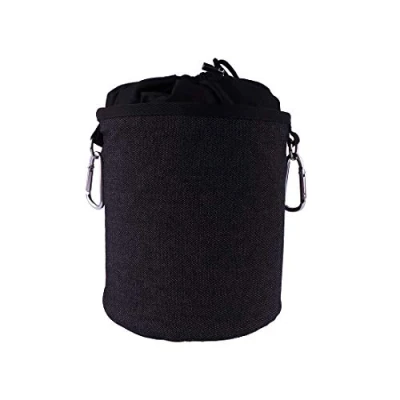Immagine di trendfinding Sacchetto per mollette portatile in denim e cotone con due robusti moschettoni, chiusura a cordoncino tappo metallo appendere conservare 150