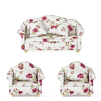 Immagine di WANGCL 3 pezzi casa delle bambole divano mobili mini set 1/12 accessori per Barbie decorazione