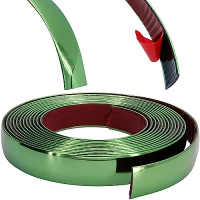 Immagine di RECAMBO Modanatura decorativa verde metallizzato, versatile, flessibile e autoadesiva, 18 mm x 5 m