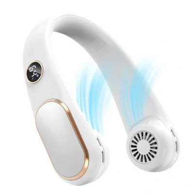 Immagine di Koonie ventilatore da collo ricaricabile a 5 velocità, personale portatile, senza pale, batteria, regolabile, design schermo, ventola di raffreddamento per viaggi, esterni, interni