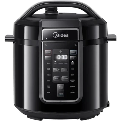 Immagine di Midea pentola a pressione elettrica 9 in 1, 12 preset multicooker istantaneo antiaderente, per yogurt, cuoci riso Slow Cooker Sauté, interna acciaio inox, 8 quarti nero