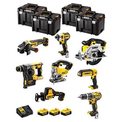 Immagine di DeWALT Kit DWK804T (DCD796 + DCH273 DCG405 DCF887 DCS331 DCS369 DCS391 DCL050 3 Batterie 5,0 Ah Caricabatterie 4 x TSTAK VI)