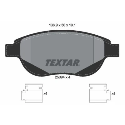 Immagine di TEXTAR 2509401 Kit pastiglie freno Non predisposto per contatto segnalazione usura con accessori PEUGEOT: 307 Hatchback, SW, CC