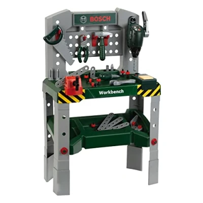 Immagine di Theo Klein 8637 Banco da lavoro Bosch 48 Pezzi, Piano di con Funzione apprendimento, Utensili e Diversi Accessori, Per Bambini dai 3 Anni in su
