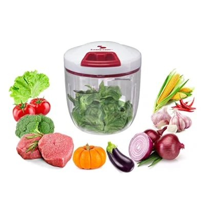 Immagine di BEPER C107UTT002 Tritatutto Manuale, a corda, Contenitore in ABS,1000 ml, 5 Lame acciaio, Bianco/Rosso