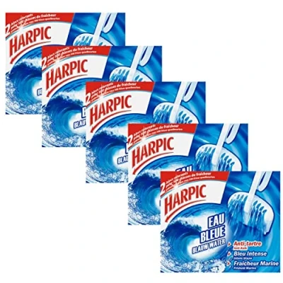 Immagine di Harpic Blocchi coloranti vaschetta WC, acqua blu, freschezza marina Confezione da 2