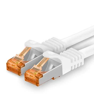Immagine di Cat.7 Cavo di Rete 1m Bianco 1 Pezzo Ethernet LAN Cat7 Cat 7 SFTP Spina RJ45 Cat6a 10 Gbit s Compatibile con Cat5 Cat6 Cat8 per Switch Router Modem Patchpanel
