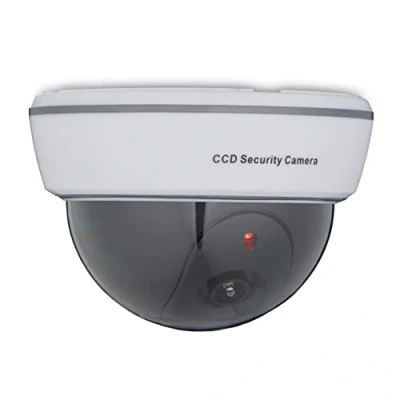 Immagine di Relaxdays 4X Telecamera Finta di Sorveglianza, Dummy Camera, LED Lampeggiante, per Interni ed Esterni, Deterrente, Bianco