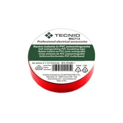 Immagine di TECNID Nastro Isolante in PVC 15mm x 10mm Spessore 0,13mm Impermeabile e resistente al calore Lunghezza 10mt Colore Rosso