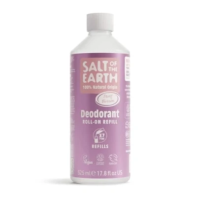Immagine di Natural Deodorant Roll On Refill by Salt of the Earth, Peony Blossom Vegan, Long Lasting Protection, Leaping Bunny Approved, Made in UK 525ml
