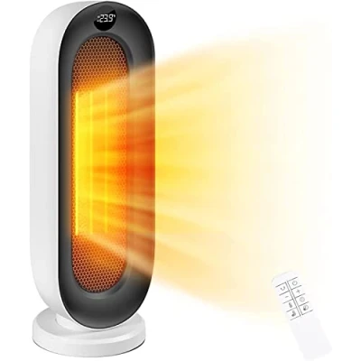Immagine di COOCHEER Termoventilatore 2000W a risparmio energetico, ECO Stufetta Elettrica Oscillazione 100, 3 livelli di riscaldamento, Display LED e Telecomando per Casa Ufficio