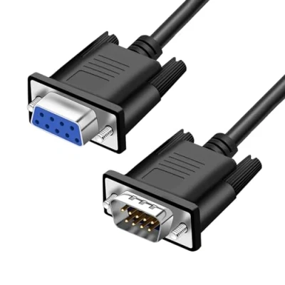 Immagine di YIOVVOM cavo di prolunga seriale DB9 RS232 maschio a femmina 9 pin dritto attraverso connettore nero 4,6 m