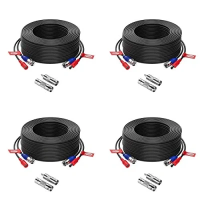 Immagine di Anlapus 4 x 30m/100FT HD Multifunzioni Cavo Video Sorveglianza Telecamera Analog Kit DVR CCTV BNC RCA DC Alimentatore Sistema di Videosorveglianza Colore Nero