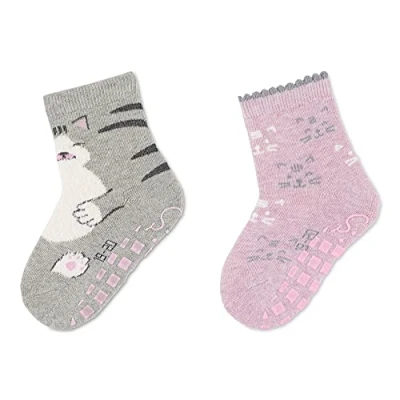 Immagine di Sterntaler ABS söckchen DP Katze Pantofole a calzino, Grigio Chiaro Mel, 26 Bimba
