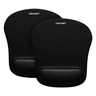 Immagine di TECKNET 【2 PACKS Tappetino Mouse con Poggiapolsi, Gaming Pad Ergonomico Memory Foam, Tocco Morbido e Impermeabile, Tappetini Supporto per Computer, Ufficio, Base di Gomma Antiscivolo