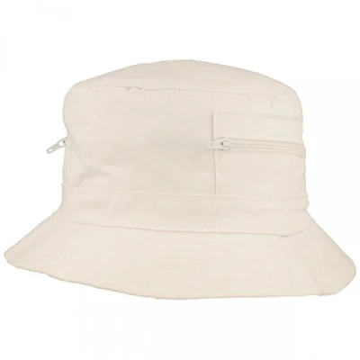 Immagine di Breiter Cappello da Pescatore 100% Cotone Cappellino Sole con 2 Tasche Integrate Bucket Hat Unisex Pieghevole e Lavabile Bianco 59