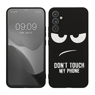 Immagine di kwmobile Cover Compatibile con Samsung Galaxy A34 5G Custodia in Silicone TPU Protettiva Soft Case Don&#039;t touch my phone bianco/nero
