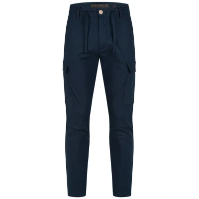 Immagine di Indicode Uomini Leonardo Cargo Pants Pantaloni in Lino e Cotone Navy XL