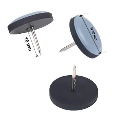 Immagine di feltrini rotondi per mobili in teflon con chiodo Ø 30 mm, 16 pezzi 5 mm di spessore/PTFE rivestimento