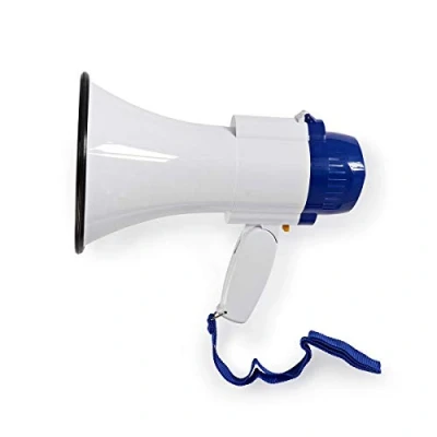Immagine di Nedis Megafono, con Cinghia di Trasporto e Microfono Integrato, Funzione Sirena Registrazione, Raggio Trasmissione 250 m, Controllo del Volume max.: 150 dB, Blu Bianco