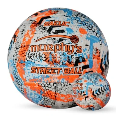 Immagine di Murphy Palloni da calcio Gaelic Street Trainer, in gomma vulcanizzata resistente, impugnatura a lunga durata per superfici dure, taglia 4, bianco/arancione fluo/ciano