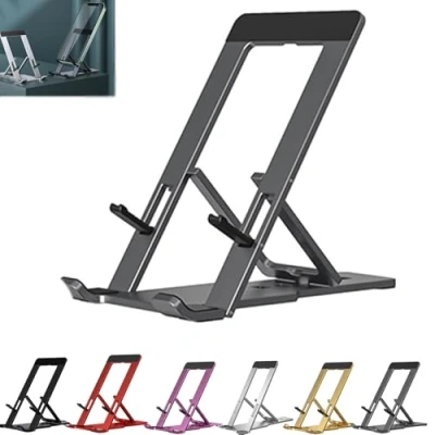 Immagine di VIUXL Folding Bracket, New 2024 Fashion Bracket for Phone, Foldable Aluminum Desktop Phone Stand, Portable Applicable to all (Gray)