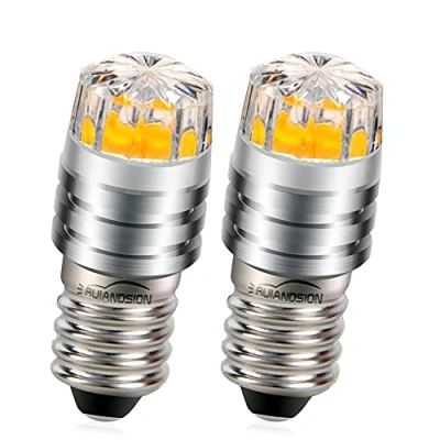 Immagine di Ruiandsion 2pcs 2W COB 3V E10 LED sostituzione lampadina di aggiornamento per torcia torcia, 2700K giallo