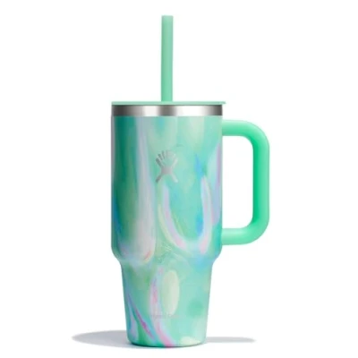 Immagine di HYDRO FLASK Travel Tumbler 946 ml (32 oz) con Coperchio a incastro per cannuccia chiudibile Acciaio inossidabile resistente agli schizzi Jelly Green